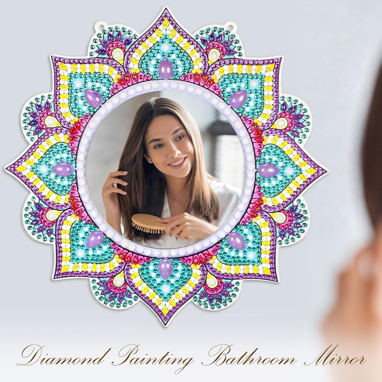 Diamond Painting Mirror Kit – DIY Diamond Art for Adults & Beginners, Cute Home, Wall & Table Decor, Perfect Christmas or Birthday Gift